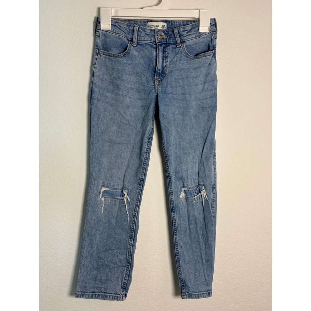 Abercrombie Kids Girls High Rise Straight Distressed Jeans Blue Size 9/10